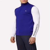 제이린드버그 니트 반집업 조끼 메리노울 블루