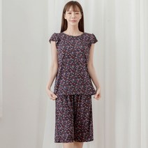 사입자mall F1944 플라워프릴상하세트 롱 라운드 반팔 반바지