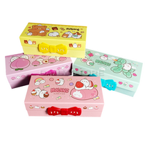 몰랑이 거울 비밀 지함필통 비밀번호 잠금필통 펜슬케이스 캐릭터 필통, 1개, 노랑