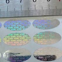 홀로그램 보안 라벨 스티커 100개 VOID 흔적 박스 씰 제거 방지 마스킹 테이프, 타원형 2x1cm 100개입