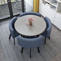 북유럽 4인용 대리석 세라믹 원형 스퀘어 테이블세트 가죽의자 거실라운지식탁 홈카페, F