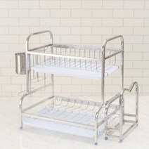스텐 304 식기건조대 2단 물빠짐 수저꽂이
