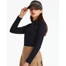 닥스골프 [23FW] [PREMIUM] 블랙 골지 소재 반집 카라 티셔츠 DNTS3C601BK