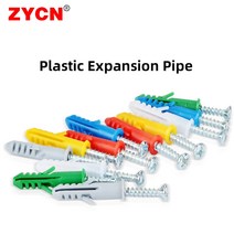 플라스틱 확장 튜브 파이프 벽 앵커 플러그 M6/8/10/12 MM 필립스 헤드 나사 키트 볼트와 리브 컬러 금속, 04 M12 25set_01 Red