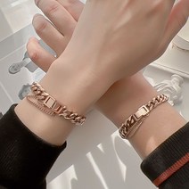 [ 수앤디 배송비 무료 ] 사이즈 맞춤가능 !!! 써지컬 사각버클 팔미리 커플팔찌 ( 로즈골드 골드 실버 )