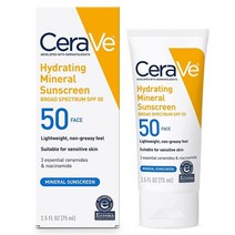 세라비 CeraVe 자외선 차단 크림 70.9ml 1팩 SPF 50 민감성 피부용 산화아연 & 이산화 티타늄 성분 100% 포장은 다를 수 있음, Mineral Sunscreen