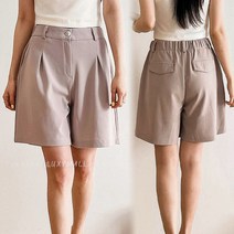 8918 (국내산)빅사이즈 3XL까지 여성 봄 여름 밴딩 턱 주름 배기 5부 반바지 큰옷