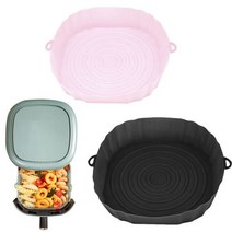 제빵반죽기 1/2pcs 실리콘 에어 프라이어 오븐 베이킹 트레이 피자 튀김 치킨 Airfryer 바구니 재사용 에어프라이어 팬 라이너 액세서리, pink black