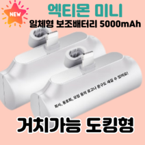 엑티몬 아이폰 일체형 미니 보조배터리 8핀 C타입 5000mAh 1+1+핫팩, 8+8