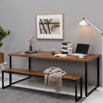 코나 멀바우원목 철재책상/철재벤치의자 OP, 테이블 2000x900