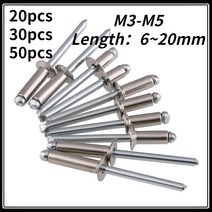 스텐 리벳 M3 M3.2 M4 M5 304 스테인레스 스틸 블라인드 리벳 카운터 싱크 헤드 풀 리벳 장식네일 소켓 네, 04 13mm_04 M5 (20PCS)