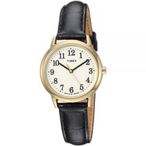 Timex 타이맥스 여성용 이지 리더 크로토 패턴 브라운 가죽 스트랩 시계 (TW2R30300), Black/Gold/Cream