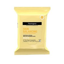 Neutrogena 스킨 밸런싱 미셀라 클렌징 클로스 메이크업 리무버 영양 물티슈 100% 식물성 섬유 비타민 E 및 프로비타민 B5 무파라벤 저자극성 25개