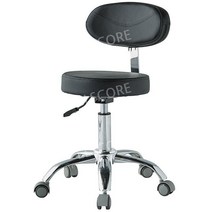 미용실 원형 스툴 등받이 보조의자 바퀴 미용의자 네일샵 체어, 공식 표준, A062백마스터스툴블랙+의료용휠포함