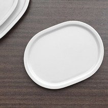 킴스아트 무광 베이지 윙 타원접시 3 size 심플한 라운드 오발 플레이트, 매트베이지