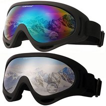 아웃도어SPARTA 2-Pack 스노우스키 고글s 스노우보딩 고글s Motocycle Glasses for Men Women Youth Kids Boys Girls, 1. 블랙 프레임/ 다중 컬러 렌즈
