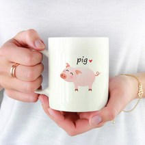 동물 커피 머그잔 커플머그잔 기념일선물 로고 돼지, 오른쪽