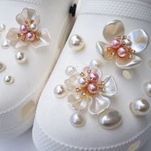 자개꽃 입체 진주 자비츠 장식 신발 슬리퍼 꾸미기 악세사리