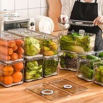 CKLIVING 냉장고정리 용기 트레이 펜트리수납 식품 계란 야채 채반 샐러드 식약처인증, 투명그린