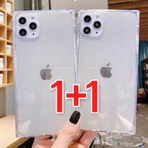 1+1 아이폰 스퀘어 케이스 투명 슬림 젤리 사각 케이스 아이폰12 12 미니 프로 프로맥스