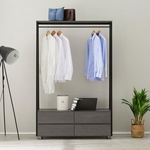 GD0423_06 스틸 이동식 행거장 2단 600 서랍장 옷걸이, 멀바우