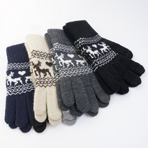 사슴패턴 스마트 폰 터치 니트 겨울 커플 장갑 크로프트