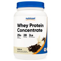Nutricost 농축 웨이 프로틴 파우더 유청 단백질 2파운드 바닐라맛 Whey Protein Concentrate Vanilla, 1개