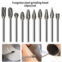 소형 탁상 밀링머신 서프파이프 선반가공 탁상바이스 밀링기 10pc 18quot shank tungsten carbide milling cutter 로타리 도구 burr, 투명 세트 b