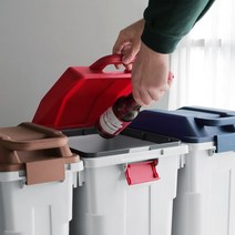 휴지통 재활용분리수거함 공장 40L, 슬림펌 핸들쓰레기통(레드)60L