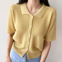 아모르데이 여성용 프랑카라니트 국내생산 자체제작 린넨 브이넥 반팔 가디건