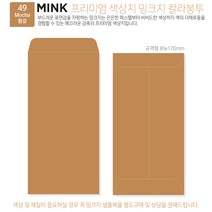 고급칼라봉투 밍크지봉투 티켓봉투 Mink 밍크지 53칼라 규격(85x170mm)100매 / 봉투도매 고급봉투주문제작, 49 황갈