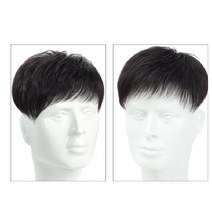 맘패션 중년 남성 짧은 머리 볼룸 부분 정수리 인모 가발, 1개, B스타일 18x20cm
