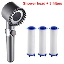 샤워기샤워헤드 고압 샤워 필터 마사지 헤드 절수 욕실 액세서리 4 가지 모드, 02 Shower and 3 Filter