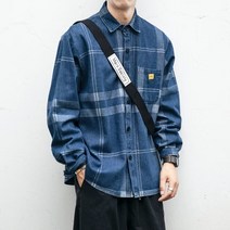 봄과 가을 체크 무늬 셔츠 남성용 긴팔 홍콩 스타일 캐주얼 틈새 디자인 재킷 트렌드