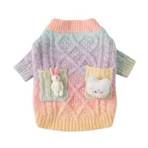 Neirny 강아지옷 가디건 그러데이션 니트 캔디컬러 스웨터 데일리 패션 강아지옷 고양이옷 MY-02, 현채