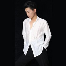 남자댄서복 라인댄스상의 라틴댄스복 남성 라틴 댄스 의류 블랙 화이트 셔츠 볼룸 경연 대회 착용 차차 룸바 살사 탑스 여름