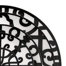 수제 그린 레드 아트 세라믹 접시 크리에이티브 라운드 인스 스타일 식기 H 디너 플레이트 세트 웨딩 파스타 충전기 플레이트, Black+8 인치