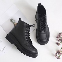 국내생산 5cm키높이 레이스업 여성워커 통굽앵클부츠