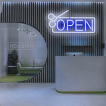 네온간판 조명 사인 아트 레터링 글씨 LED 인테리어 미용사의 이발소 헤어 살롱 네온 간판 비즈니스 디스플레이 숍 스토어 스튜디오 장식 벽, 4.Blue - 40x209cm USB