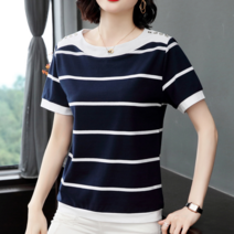 나루니 W04447 줄무늬 티셔츠 반팔티 여성반팔티 여자반팔티 여름반팔티 여름티셔츠 스프라이트 네이비 남색