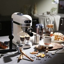 맥널티 2in1 반자동 커피머신 풀세트 MCM-3101, 크림아이보리