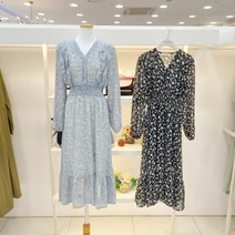 나인스텝 꽃나염 스모킹 원피스 N22NO2302