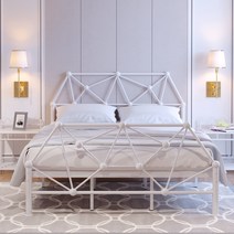 침대 1.8m 철제침대 미드센츄리 모던 2인용 북유럽 1인용 공주침대 골드프레임 화이트프레임 침대프레임, 1350mm*1900mm 옵션1
