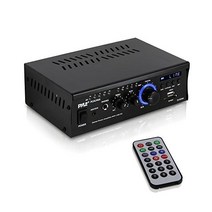 Pyle 홈 홈 오디오 파워 앰프 시스템 - 2x120W 듀얼 채널 시어터 파워 스테레오 리시버 박스 서라운드 사운드 w/ USB RCA AUX LED 리모컨 12V 어
