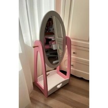 아이방 전신거울 여아 옷장 수납 행거 공주 원목 핑크 화이트 세트, 핑크 전신거울