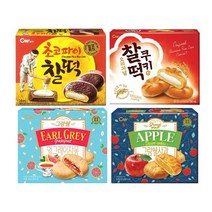 청우식품 4종 세트 그랑쉘 얼그레이자몽 190g+사과 195g+찰떡쿠키215g+초코파이찰떡 215g, 1set