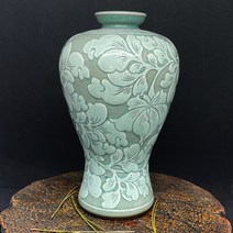 수제 전통 도자기 운학 당초 문 상감 청자 매병 화병 민속 전통 인테리어 장식품 부모님 집들이 선물, 운학 문 상감 청자 매병 1p