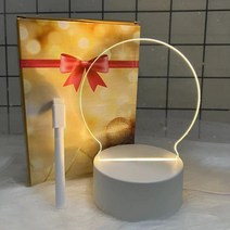 네온간판 네온조명 노트 보드 USB Led 야간 조명 발렌타인 데이 선물 장식 여자 친구 생일 웨딩 램프, [04] Round with Pen, [01] Warm Light