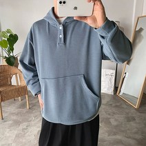 빅사이즈 2버튼 엠보 후드티셔츠