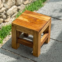 [그레이하우스] 티크원목 스툴 미니 화분받침 침대협탁 사이드테이블, 상세 설명 참조